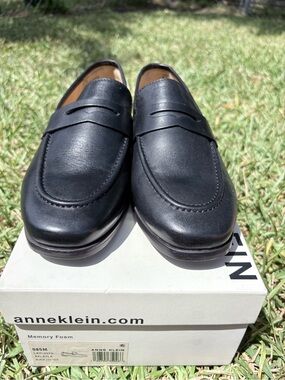 Anne Klein Woman’s Black Leather Penny Loafers